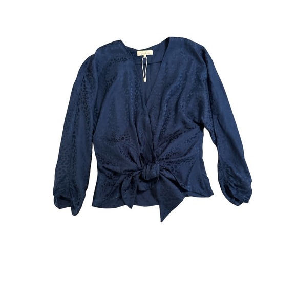 Parker Women's 3/4 Sleeve Button Up Tie Front Soft Surplice Top Size S Blue NWOT - Picture 7 of 8